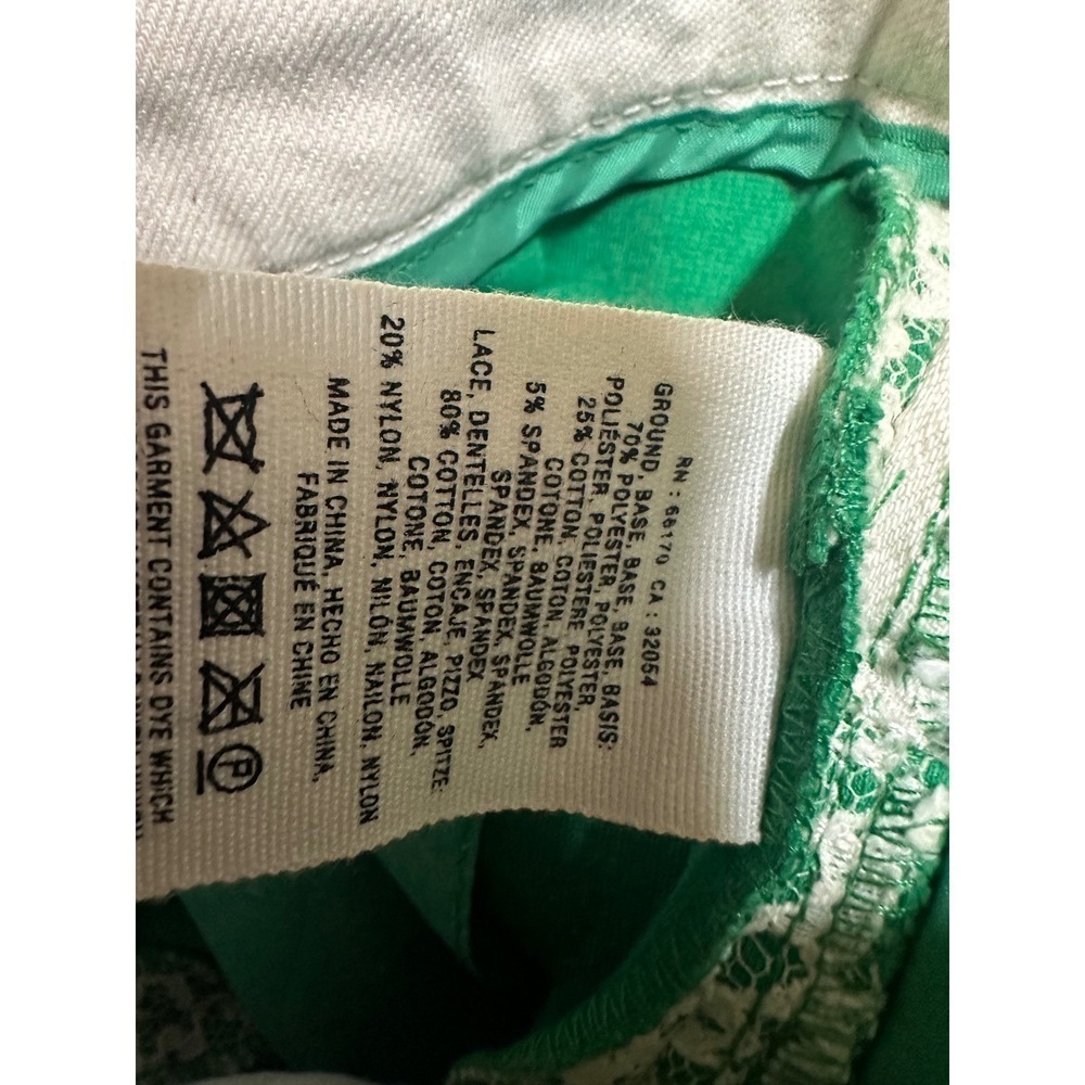 Anthropologie CARTONNIER Rose Point Shorts Lace Overlay Kelly Green Ivory Size 4 - Picture 6 of 6